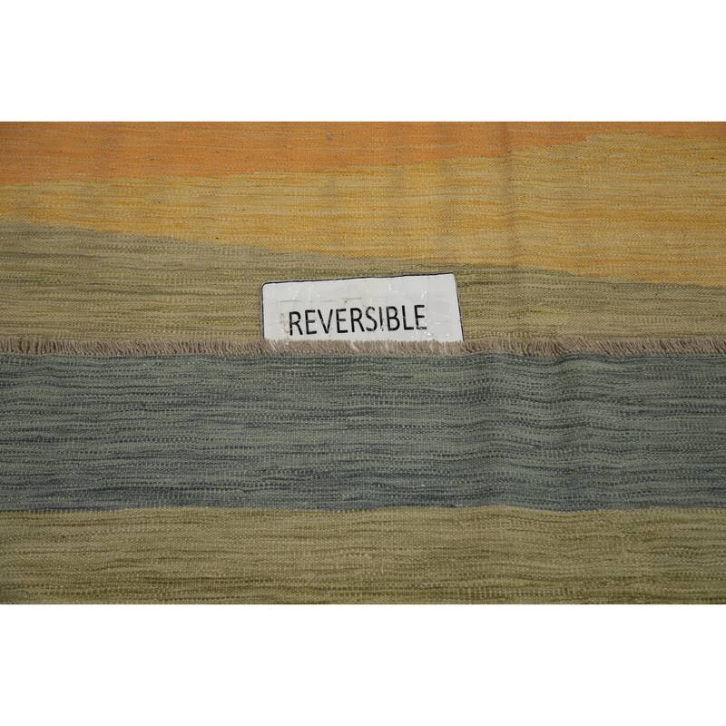 Hand Woven Oriental 100% Wool Carpet Southwestern Modern Oranges & Rust Kilim Area Rug - 12' 9'' X 9' 9''