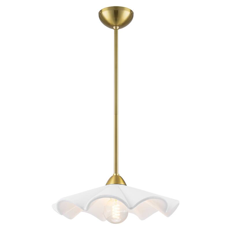 16-Inch White Ceramic Petal Pendant Light for Kitchen Dining Room - Dia.15.98-in