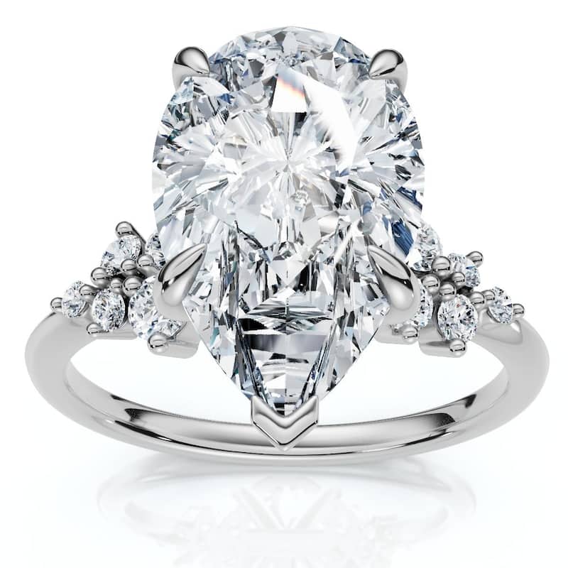 Bliss Diamond Certified 3 1/3Ct Pear Diamond Engagement Ring Gold or Platinum Lab Grown - 9 - White