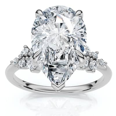Certified 3 1/3Ct Pear Diamond Engagement Ring Gold or Platinum Lab Grown