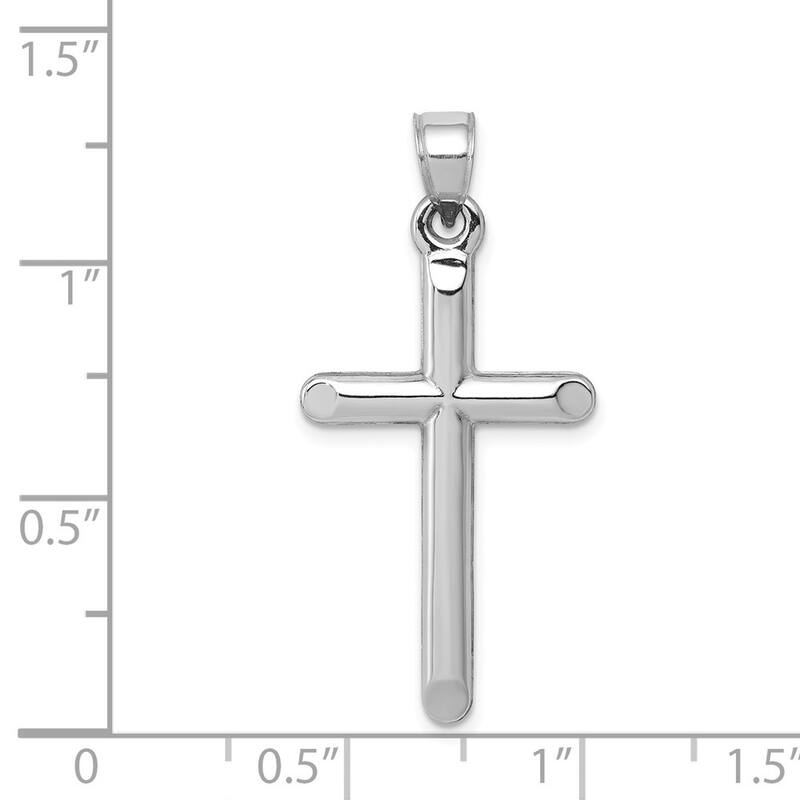 Curata 14k White Gold 18" Polished Hollow Cross Pendant Necklace - 33.2x16mm