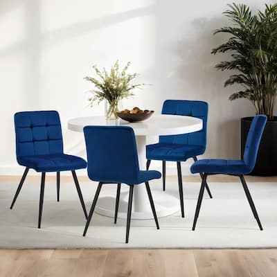 Modern 17” Wide Tufts Upholstered Dining Side Chairs with Metal Legs - 22.25L×18.71W×32.09H