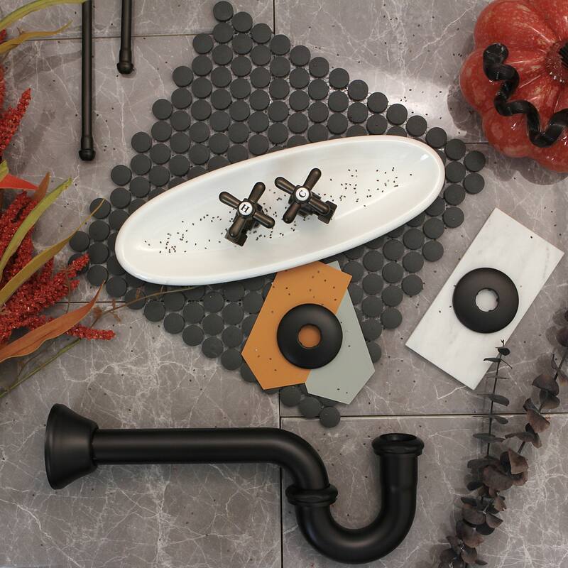 Decorative Oil Rubbed Bronze Plumbing Supply Kit (Drain, Shut-off Valves and Supply Lines)