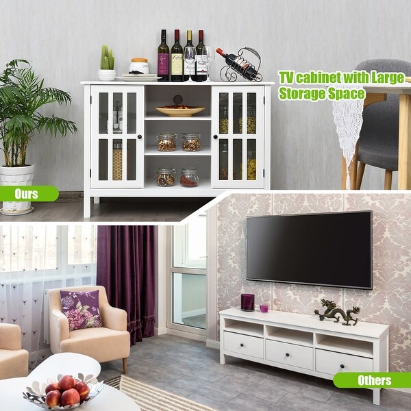 Details about   5Rcom Wood Entertainment Center TV Stand Console with Swivel Mount with Storage 
