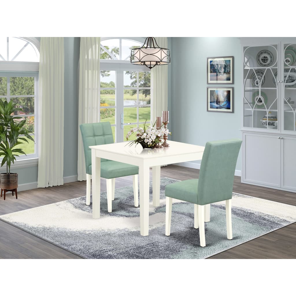 East West Furniture Kitchen Set Contains a Square Kitchen Table and Chairs, Linen White (Pieces Options)