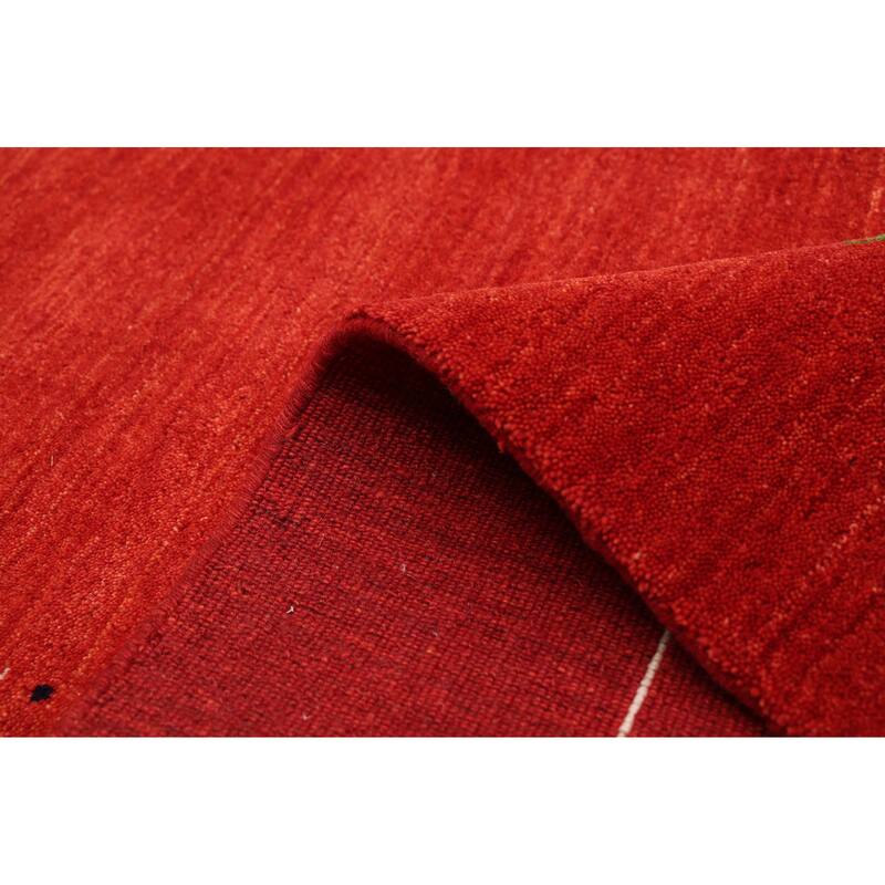 ECARPETGALLERY Hand Loomed Kashkuli Gabbeh Red Wool Rug - 4'11 x 7'9