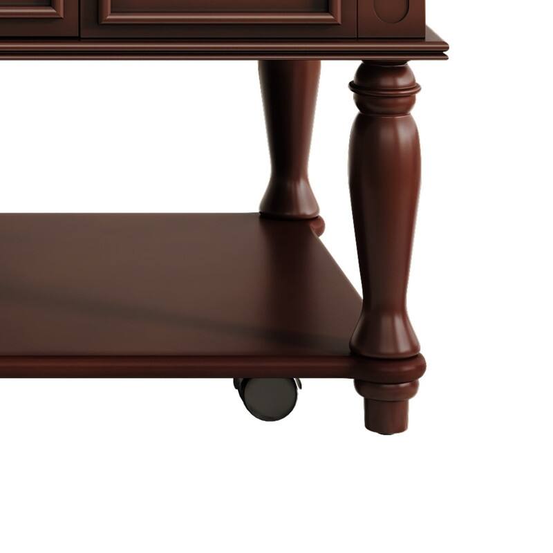 Farmhouse 47.2" Coffee Table with Drawer, Retro Design Easy Assembly and Movable Lockable Wheels for Living Room