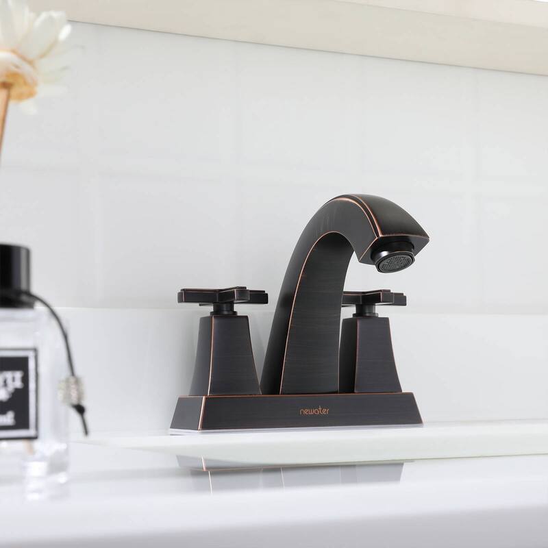 2-Handle Bathroom Sink Faucet Cross handle with Pop-up Drain