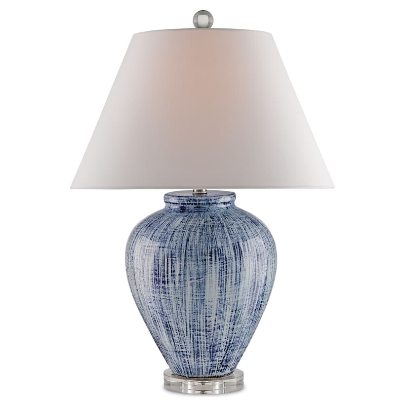 Currey & Company Malaprop Blue Table Lamp - 27.5"h x 19"dia - 27.5"h x 19"dia - Blue/White