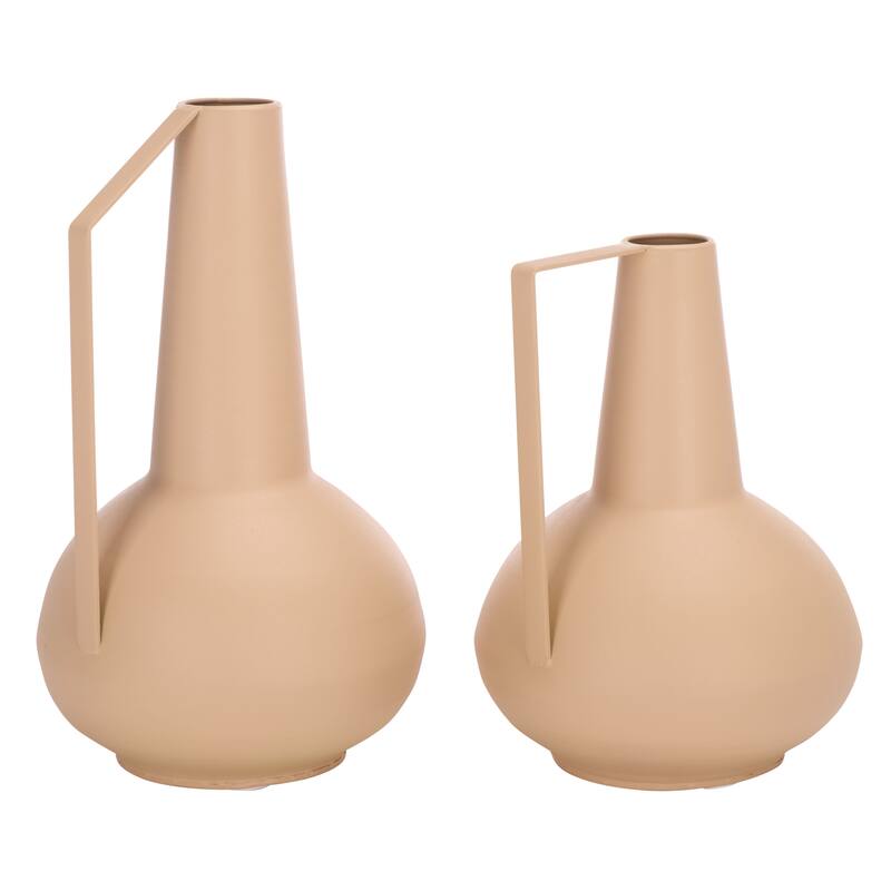 SAFAVIEH Home Rafe 13-inch Beige Iron Satin Finish Vase Set of 2