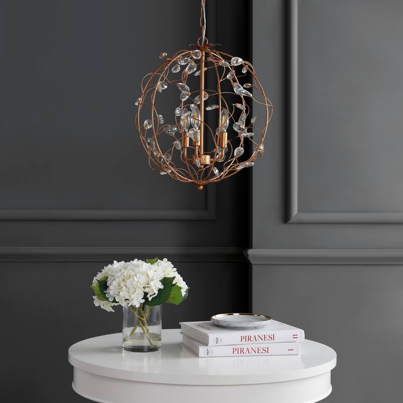 Toronto 20" Adjustable Metal/Glass LED Pendant, Antique Gold by JONATHAN Y