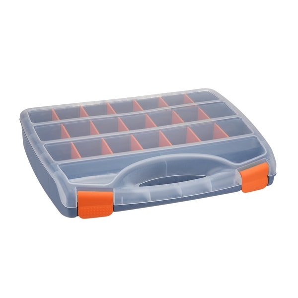 15-inch Tool Box with Tray and Organizers Includes 23 Small Parts Boxes