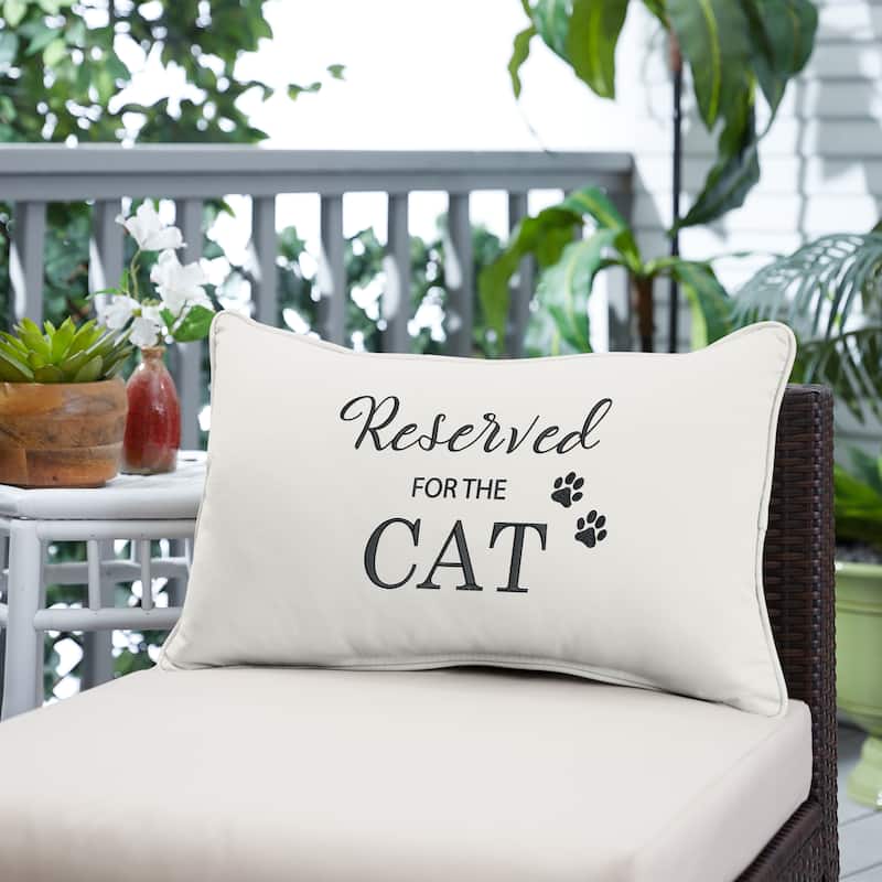Sunbrella Canvas Embroidered Indoor/Outdoor 13x20 Corded Lumbar Pillow (Single) - 20 x 13 x 6 in - Reserved for the Cat
