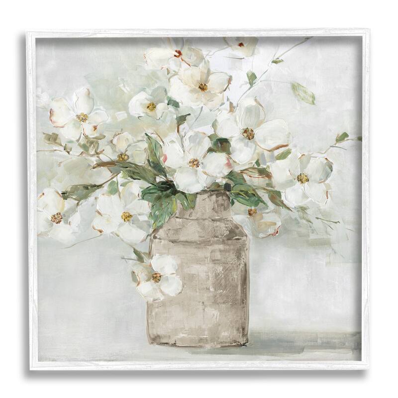 Stupell Lady's Smock Floral Bouquet Rustic Milk Tin Blooming Framed Giclee Texturized Art by Sally Swatland - Green