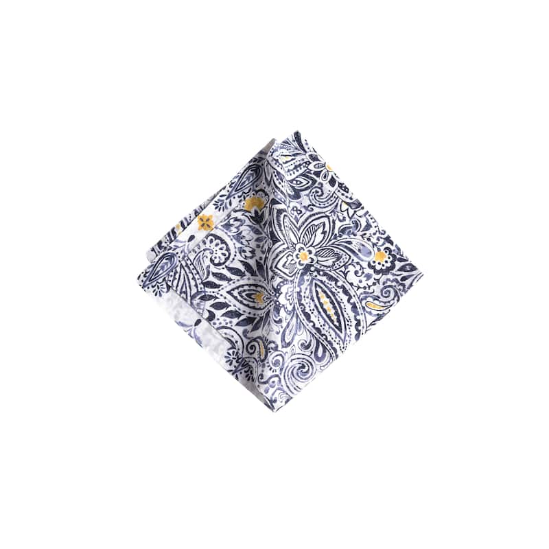 20" x 20" Serena Napkin Set of 6 Blue and Yellow Floral Pattern Cotton Machine Washable - 20" x 20"