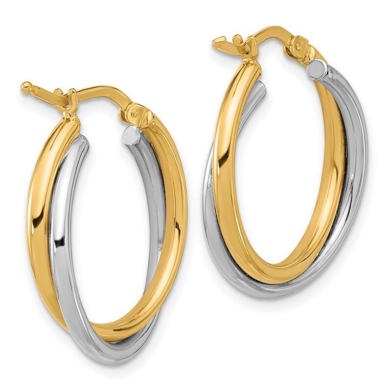 Curata 14k Two Tone Gold Twisted Hoop Earrings - 25.7x24mm