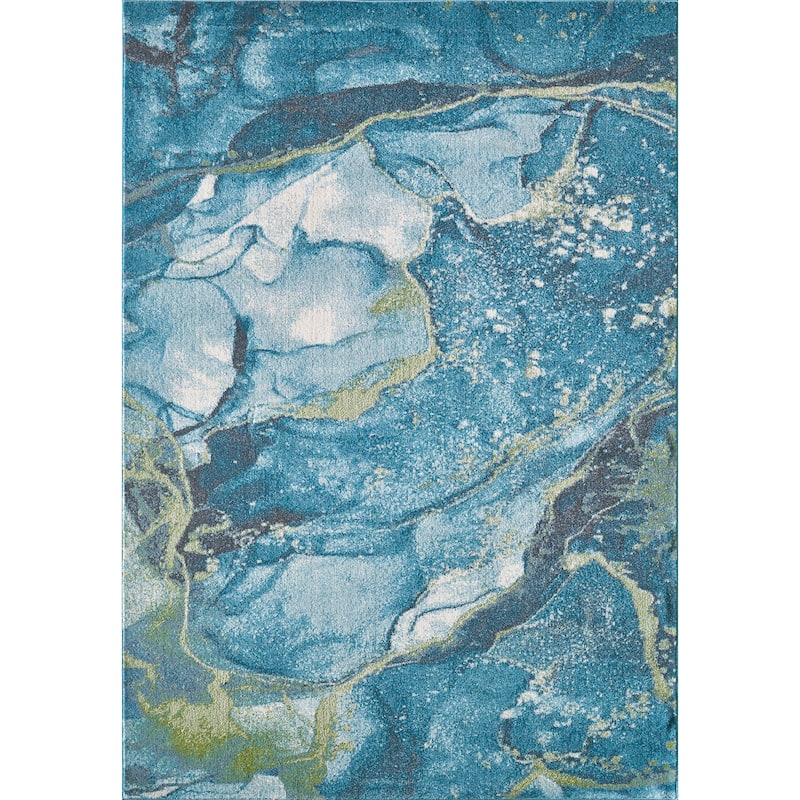 Domani Globe Modern Marble Area Rug - 3'3" x 4'11" - Teal