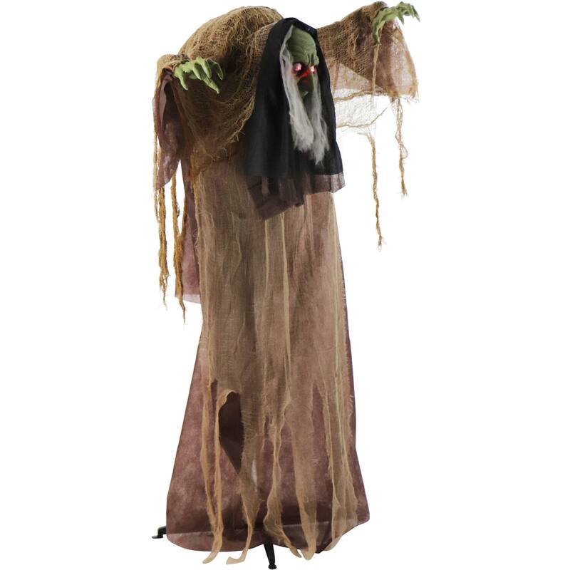 Haunted Hill Farm Animatronic Talking Hunchback Witch with Movement and Lights for Scary Halloween Decoration