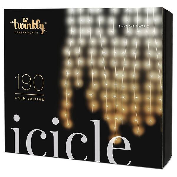 Twinkly 190Light AWW LED Icicle Light Set (Generation II) Bed Bath