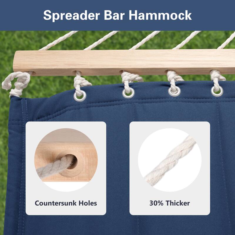 Outdoor Portable Double Hammock with Stand&Pillow Max 475 lbs Capacity