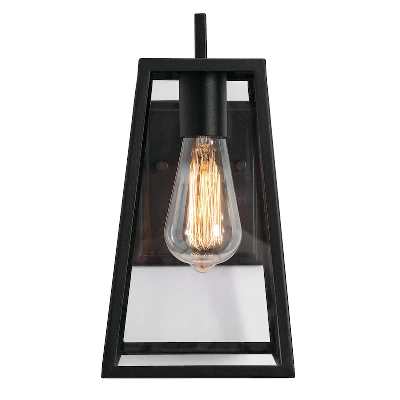 AFX Joplin 12'' Outdoor Sconce - Clear Glass Shade - Black Finish