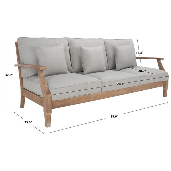 dimension image slide 9 of 10, SAFAVIEH Couture Outdoor Martinique Solid Wood Patio Sofa