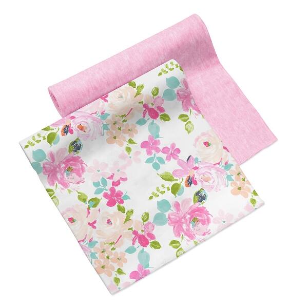 slide 2 of 8, BreathableBaby Swaddle Blanket, 2 Pack Watercolor Bloom & Pink Heather