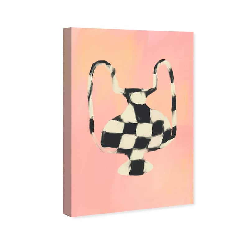 Wynwood Studio Canvas Classic and Figurative Checkered Vessel Pink and Light Pink Modern & Contemporary Wall Art Canvas Print
