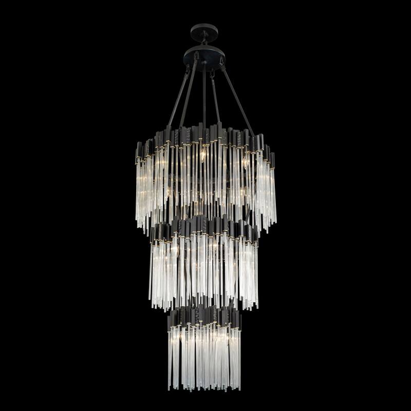 Varaluz Matrix 18-Light 3-Tier Chandelier - Matte Black/French Gold