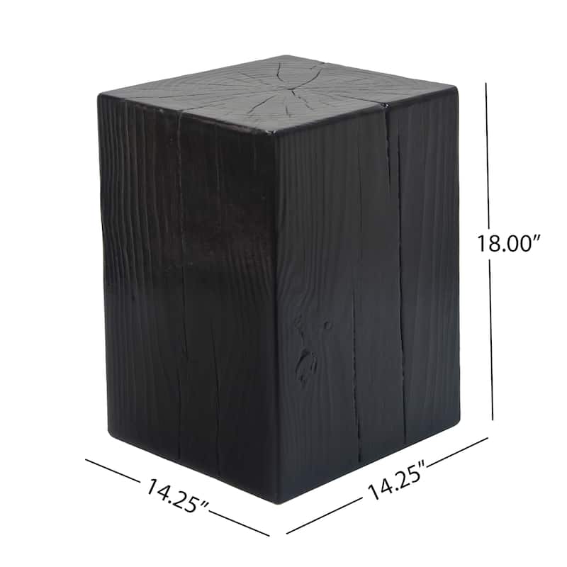 Roomfitters 18" Square-Column MGO End Table, Distressed Wood-Look Pedestal for Indoor/Outdoor Use