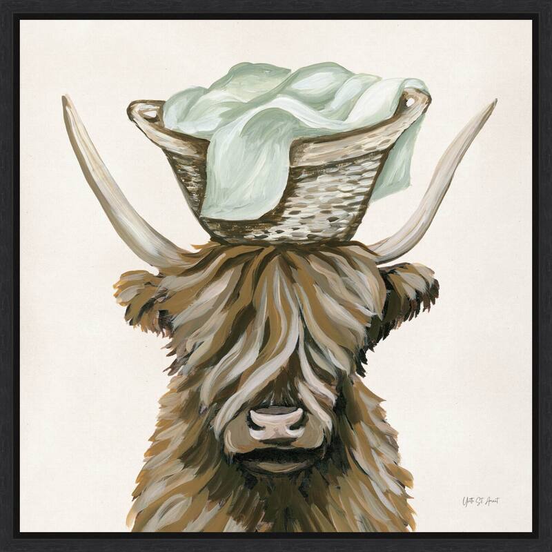Highland Cow Laundry Basket by Yvette St. Framed Canvas Wall Art Print