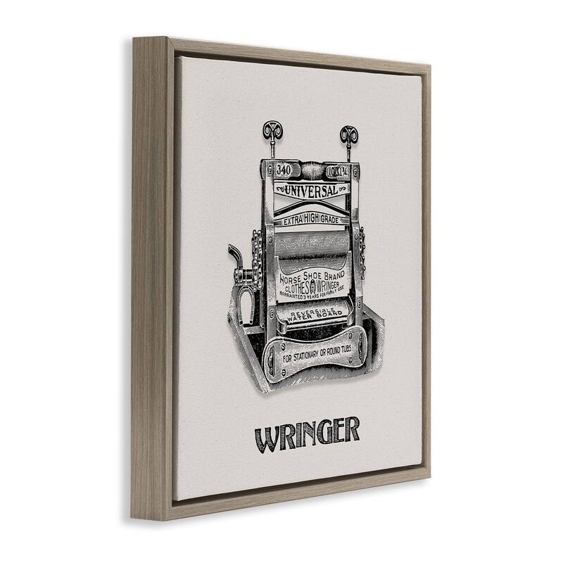 Stupell Antique Clothes Wringer Framed Floater Canvas Wall Art Design By Val Rhodes