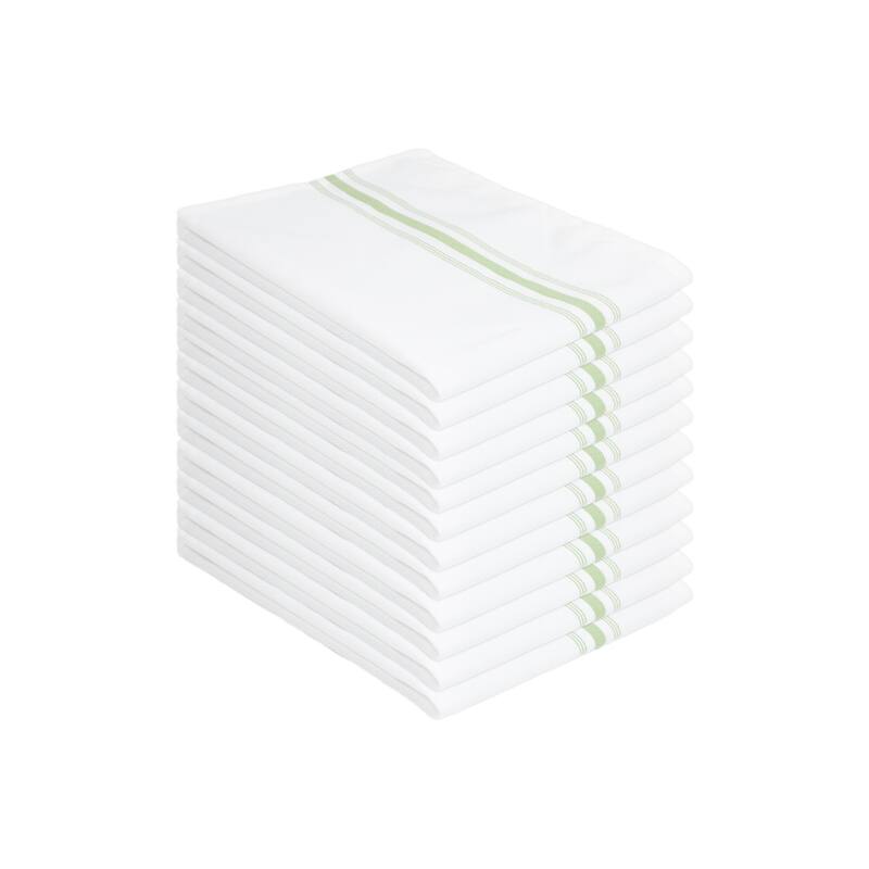 Arkwright Home 18x22 Inch Striped Bistro Napkins - Pack of 12 - Green
