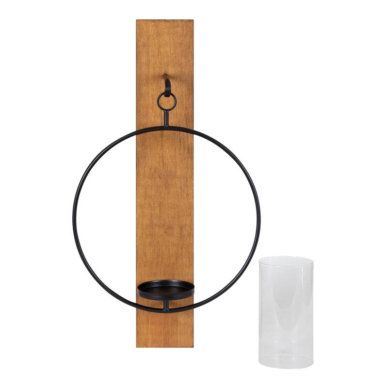 Kate and Laurel Maxfield Wood and Metal Wall Sconce - 13x24