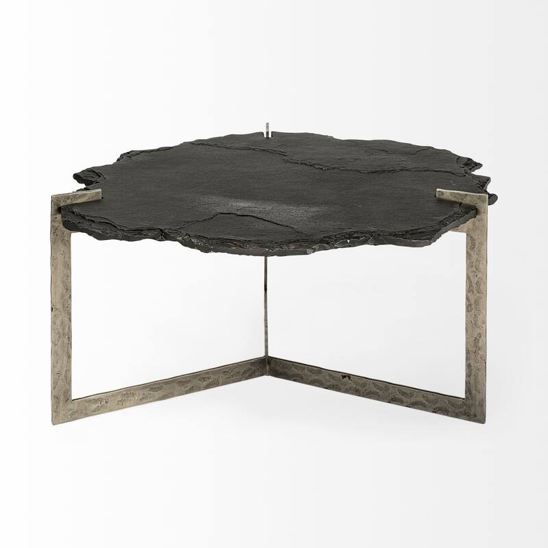 HomeRoots40" Black And Gold Stone Free Form Coffee Table - 40