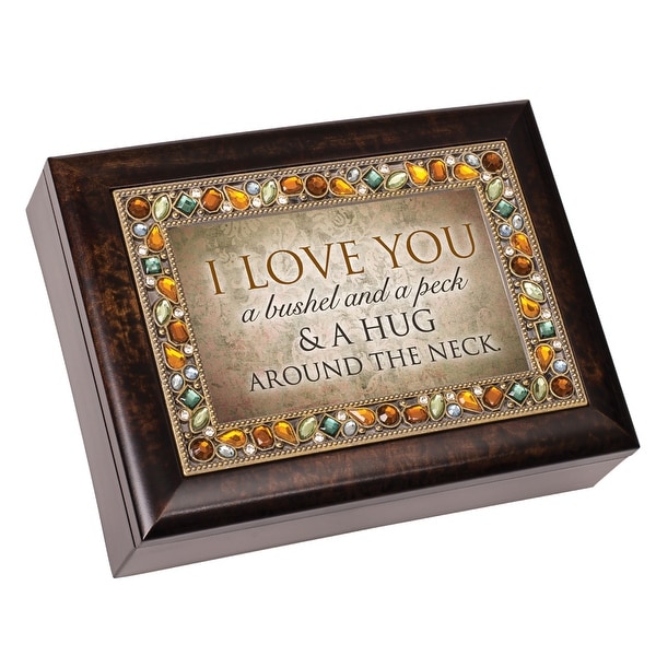 8" Brown and Amber Love Quotes Accented Music Box - N/A