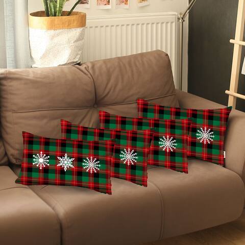 Christmas Snowflakes Lumbar Printed Pillow Covers & Insert (Set of 4)