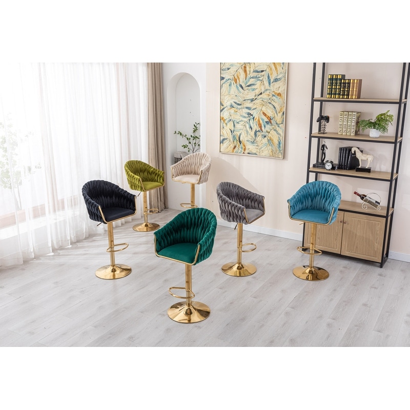 Modern Elegant Bar Stools with Footrest Counter Height Chairs with