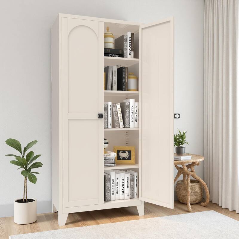 71'' Metal Storage Cabinet with Lock with Doors and Adjustable Shelves