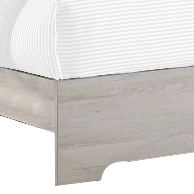 Cuzzy Queen Platform Bed with Panel Headboard, Low Profile White Wood