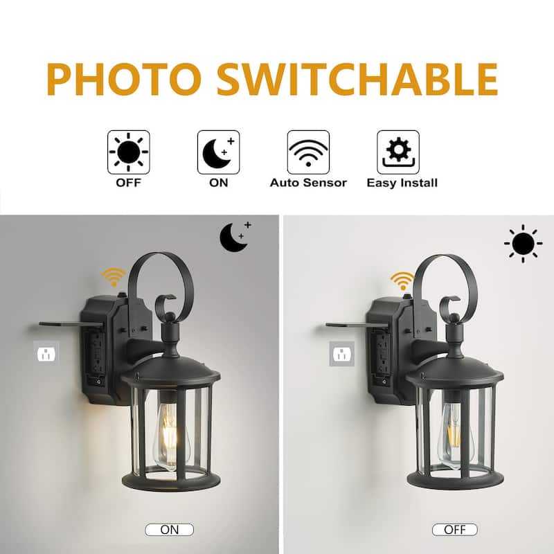 1-Light Cylinder Roof Shape Wall Sconces Outdoor Lights - 6.5"D×6.5"W×15"H
