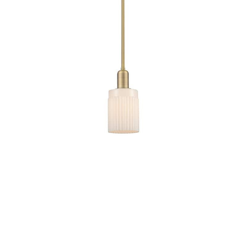 Innovations Lighting 716-1S-10-5 Hadley Pendant Hadley 5" Wide Mini - Brushed Brass / Matte White