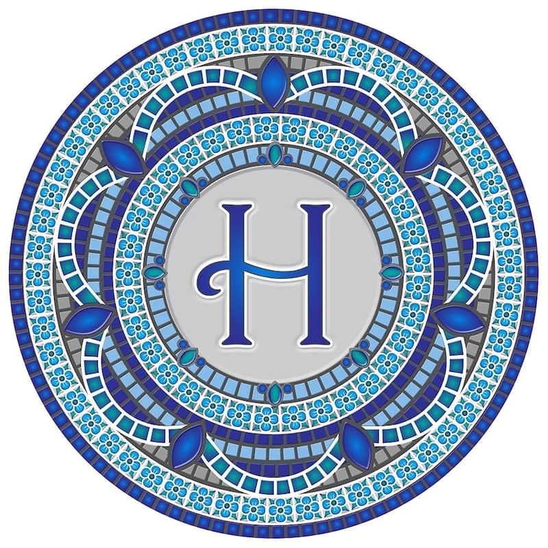 Custom Monogram Decorative Poolmat #1 - Mosaic Pool Art - 29" in Diameter - Letter "H"