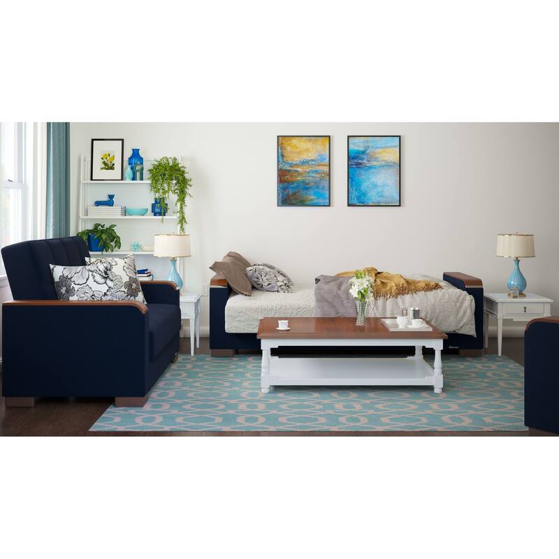 Collection Upholstered Convertible Loveseat With Storage