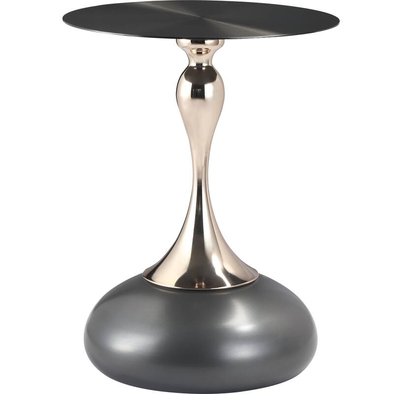 Savoy Round Side Table Stainless-Steel Black Top and Pedestal Base for Home Office Living Room