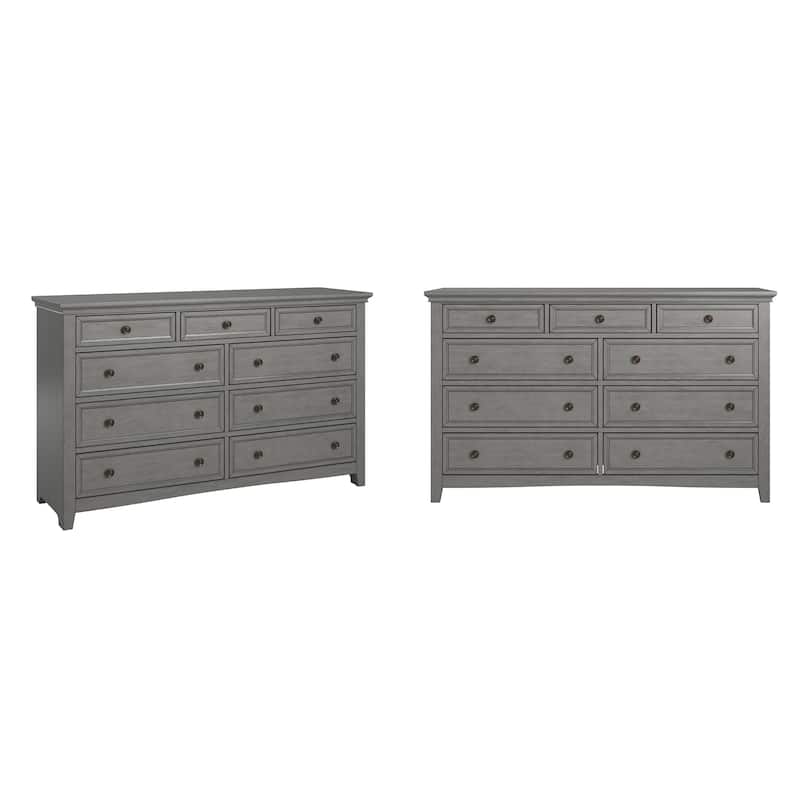 Varenna 9-Drawer Wood Modular Storage Dresser - Antique Grey Dresser WITHOUT Mirror