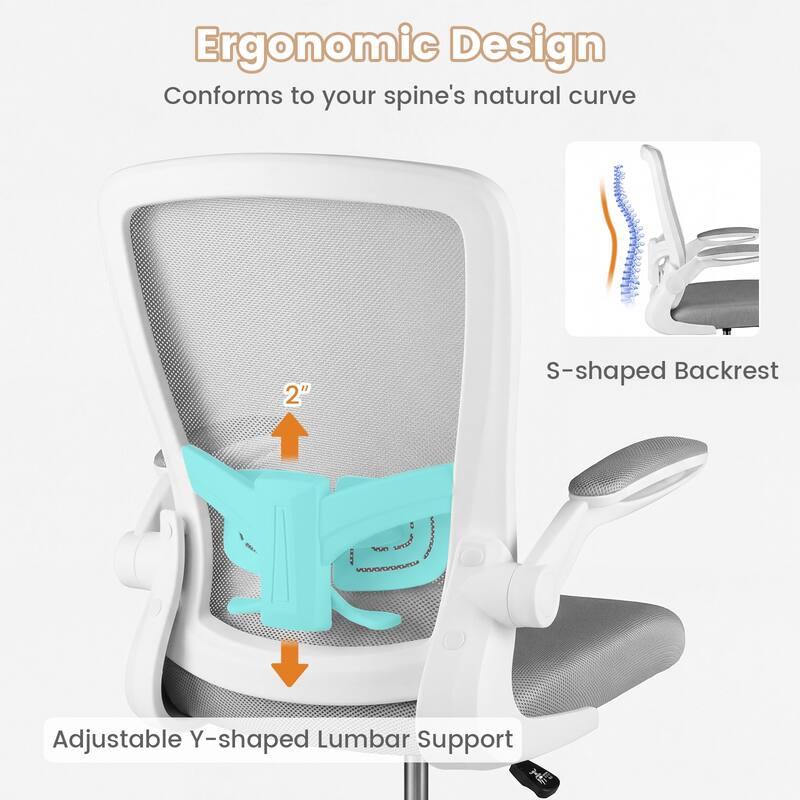 Gymax 2PCS Home Office Drafting Chair w/Flip-Up Armrests Adjustable