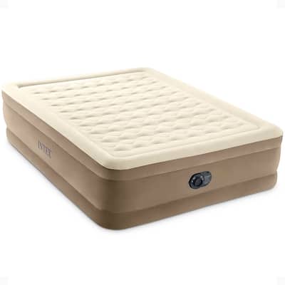 Intex 64427ED Dura-Beam Deluxe Ultra Plush Air Mattress w/Built-in Pump, Queen - Beige