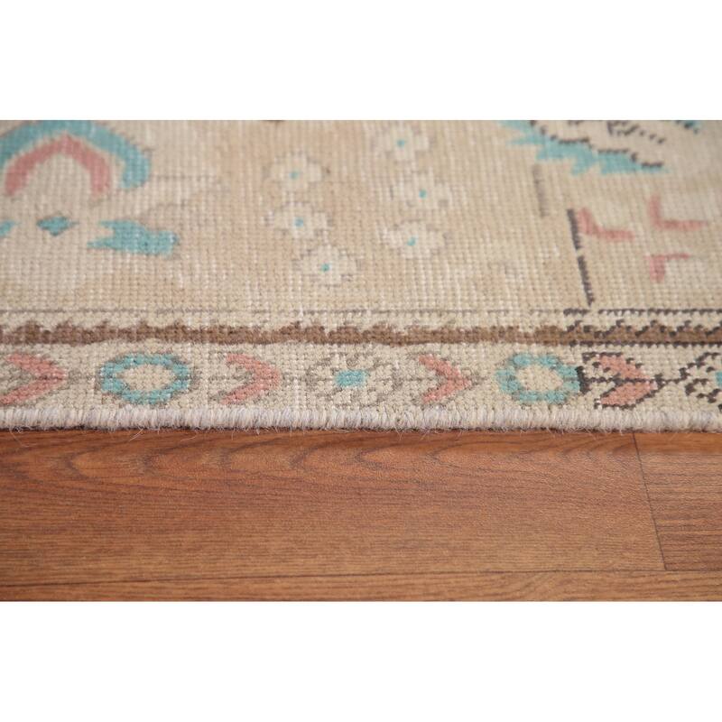 Medallion Geometric Tabriz Persian Vintage Rug Handmade Wool Carpet - 6'6" x 9'6"