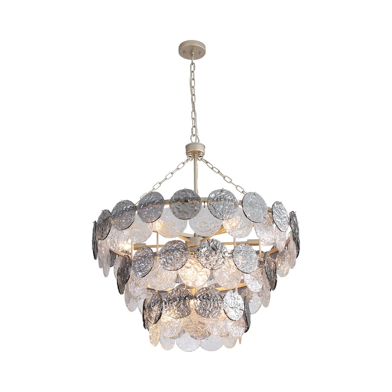 Yep by Golden Lighting Cascada 13-light Pendant in Aegean Silver and Smoke Plated Glass - Gold